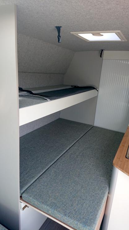 Bottom bunk folds out to make a full sized double bed